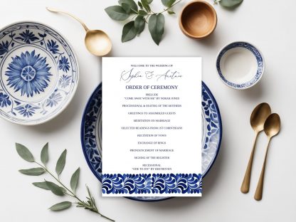 Mexican Blue Talavera Wedding Menu and Programs | Wedding Menu | Wedding Programs