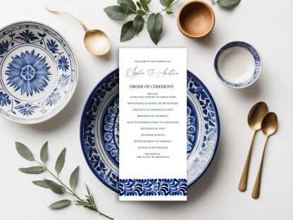 Mexican Blue Talavera Wedding Menu and Programs | Wedding Menu | Wedding Programs