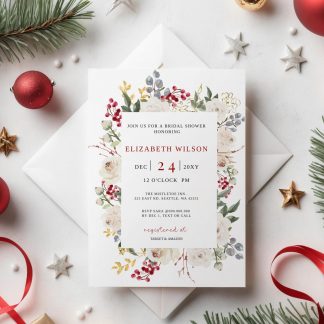 Christmas Bridal Shower Invitation- Holiday Bridal Shower Invite- December Bridal Shower- Winter Bridal Shower- Winter Floral