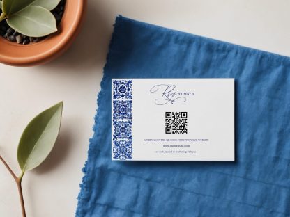 Mexican Blue Talavera Wedding Invitation Set | Hacienda Tiles Wedding Invitation | Qr Code Rsvp