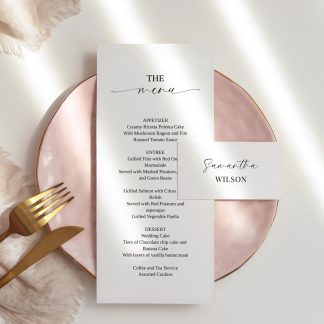 Modern Menu and Thank you Card on Back | Wedding Programs | Place Cards| Napkin Note Thank you Card Set