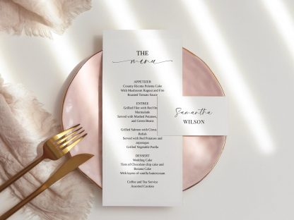 Modern Menu and Thank you Card on Back | Wedding Programs | Place Cards| Napkin Note Thank you Card Set