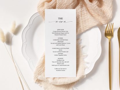 Modern Menu and Thank you Card on Back | Wedding Programs | Place Cards| Napkin Note Thank you Card Set