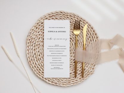 Modern Menu and Thank you Card on Back | Wedding Programs | Place Cards| Napkin Note Thank you Card Set