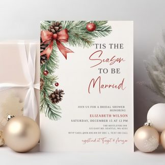 Christmas Bridal Shower Invitation - Tis the Season, Winter Bridal Shower Invite, Hen Party Invite, Holiday Bridal Shower Instant Download