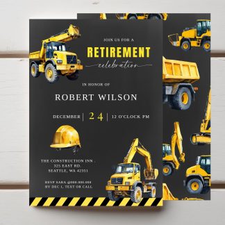 Construction Retirement Party Invitation | Construction Retirement Celebration Invitation | Construction Invite | Editable Template