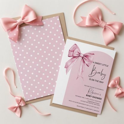 Pink Bow Baby Shower Bundle | Coquette Baby Shower | Girl Baby Shower Invitation