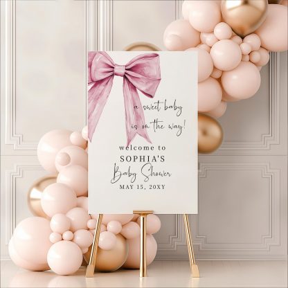 Pink Bow Baby Shower Bundle | Coquette Baby Shower | Girl Baby Shower Invitation