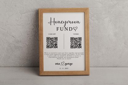 Honeymoon Fund Sign, Venmo Honeymoon Wish Sign, Editable Wedding Sign, QR Code, 8x10, Instant Download