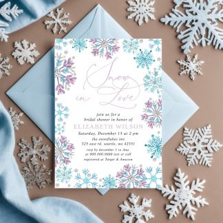 Winter Bridal Shower Invitation, Snow in Love Bridal Shower Invite, Christmas Bridal Shower Invite, Holiday, Purple Silver Blue