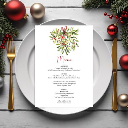 Christmas Bridal Shower Menu - Mistletoe | Winter Mimosa Bar Sign | Holiday Party menu