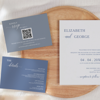 Dusty Blue Modern Wedding Invitation