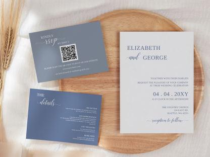 Dusty Blue Modern Wedding Invitation