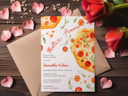 Pizza Bridal Shower Invitation Template