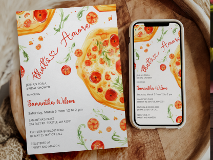 Pizza Bridal Shower Invitation Template