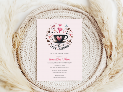 Love is Brewing Valentines Day Bridal Shower Invitation Template