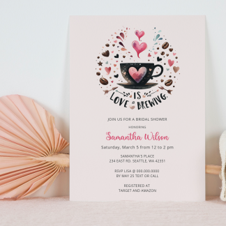 Love is Brewing Valentines Day Bridal Shower Invitation Template