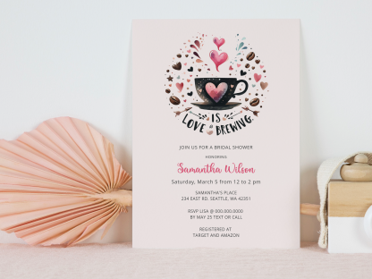 Love is Brewing Valentines Day Bridal Shower Invitation Template