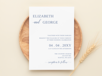 Dusty Blue Modern Wedding Invitation