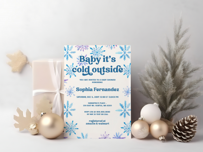 Winter Snowflakes Baby Shower Invitation