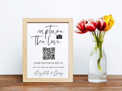 Capture the Love Wedding QR Code Sign, Wedding Sign, Instant Download,Share the Love Sign,Custom Wedding Signs,