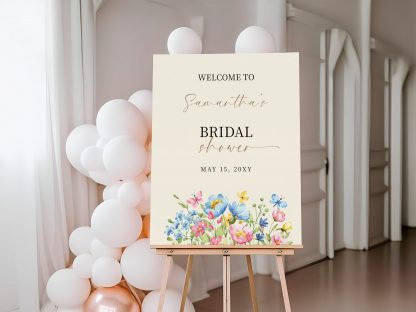 Wildflower Bridal Shower Welcome Sign Template, Wildflower Bridal Shower, Floral Sign, Floral Bridal Sign, Download