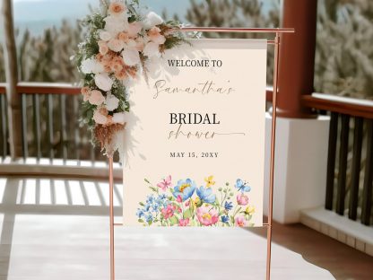 Wildflower Bridal Shower Welcome Sign Template, Wildflower Bridal Shower, Floral Sign, Floral Bridal Sign, Download