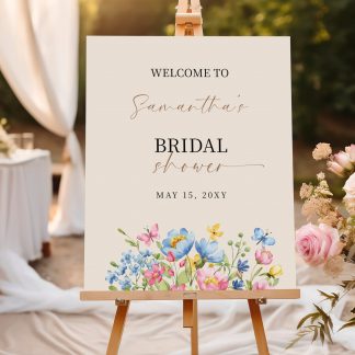 Wildflower Bridal Shower Welcome Sign Template, Wildflower Bridal Shower, Floral Sign, Floral Bridal Sign, Download