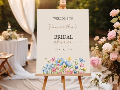 Wildflower Bridal Shower Welcome Sign Template, Wildflower Bridal Shower, Floral Sign, Floral Bridal Sign, Download