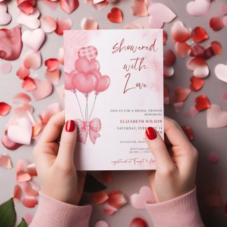 Showered with Love Valentine's Day February Hearts Bridal Shower Invitation Template, Instant Download, Editable Printable Invite