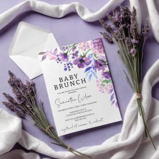 Baby Shower Brunch Invitation | Spring Baby Shower Invitation | Girl Baby Shower | Purple Floral | Printable Invite | Digital File