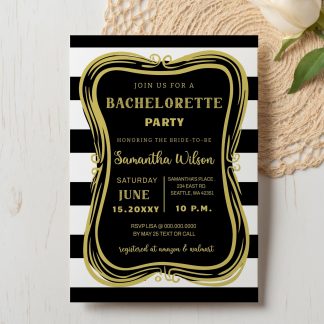 Bachelorette Party Invitation Printable | Rustic Bachelorette Invitation | Black Gold Bachelorette Invite | Hens Night Invitation