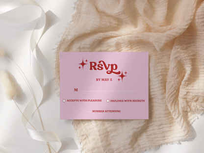 Pink Red Retro Wedding Invitation Suite