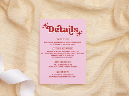 Pink Red Retro Wedding Invitation Suite